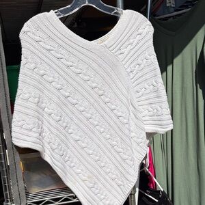 LOFT White Cable Knit Poncho Sz Sm